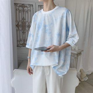 Tie-dye Loosed Elbow-sleeve Tee