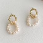 Freshwater Pearl Hoop Dangle Earring 1 Pair - Pearl - Gold - One Size