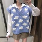 V-neck Cloud Jacquard Sweater Vest