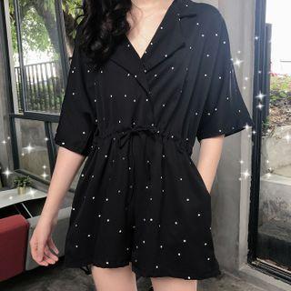 Short-sleeve Polka Dot Jumper Shorts