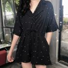 Short-sleeve Polka Dot Jumper Shorts