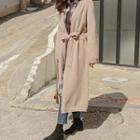 Tie-waist Woolen Long Cardigan