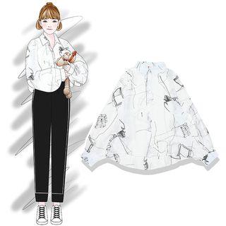 Oversized Sketch Shirt As Shown In Figure - One Size