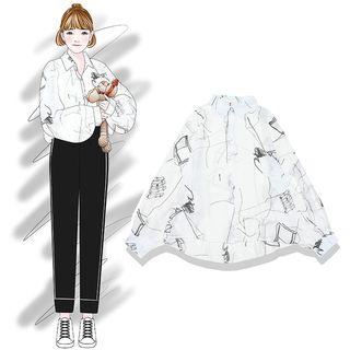 Oversized Sketch Shirt As Shown In Figure - One Size
