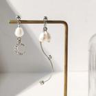 Non-matching Faux Pearl Rhinestone Moon & Star Dangle Earring As Shown In Figure - One Size