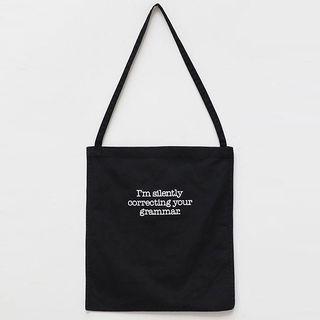 Text Print Cotton Shopper Bag