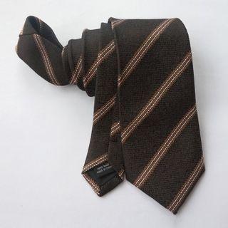 Striped Neck Tie Self Tied - Stripes - Coffee - One Size