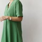 Linen Blend Wrap-front A-line Dress