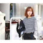 Long-sleeve Color-block Striped T-shirt