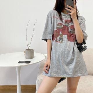 Short-sleeve Round-neck Lettering Pumpkin Print Top