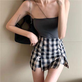 Plain Cropped Camisole Top Gray - One Size