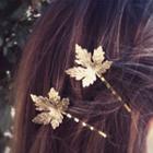 Alloy Leaf Hair Pin Gold - One Size