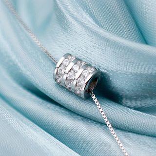 925 Sterling Silver Rhinestone Pendant Necklace S925 Silver - Necklace - One Size