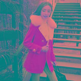 Fluffy-collar Cashmere Coat