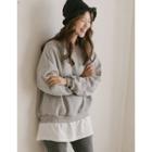 Drop-shoulder Fleece-lined Shirred Sweatshirt