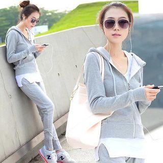 Set: Plain Hoodie + Tank Top + Sweatpants