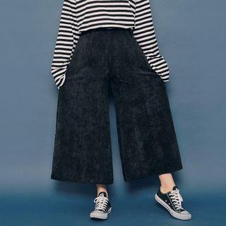 Band-waist Wide-leg Corduroy Pants