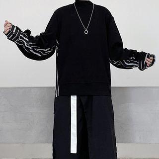 Pinstripe Panel Oversize Pullover