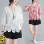 3/4-sleeve Lace T-shirt