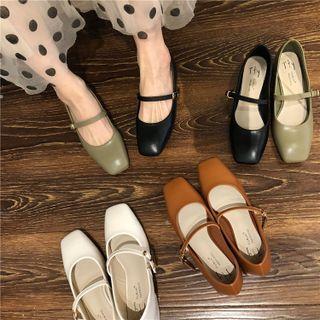 Square-toe Block-heel Mary Jane Shoes