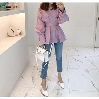 Wide-cuff Peplum Blouse