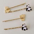 Alloy Panda Hair Pin 1pc - Panda - Gold - One Size