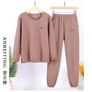 Loungewear Set: Lettering Long-sleeve T-shirt + Sweatpants