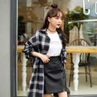 Tartan-plaid Oversized Long Shirt