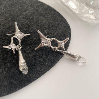 Star Rhinestone Alloy Dangle Earring 1 Pair - Silver - One Size