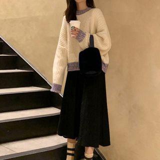 Set: Sweater + Sleeveless A-line Midi Dress