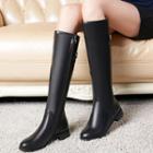 Low Heel Faux-leather Long Boots