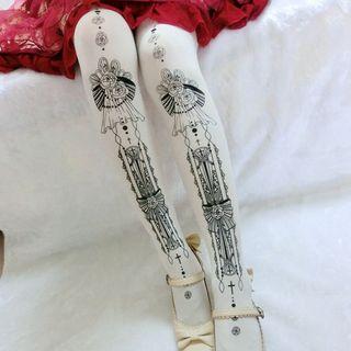 Rose Print Tights