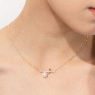 Faux Pearl Pendant Choker Necklace - Gold - One Size