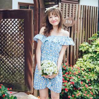 Off-shoulder Printed A-line Dress
