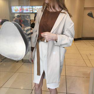 Plain Loose-fit Jacket Almond - One Size
