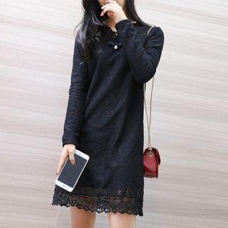 Long-sleeve Bow-accent Lace Tunic
