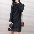 Long-sleeve Bow-accent Lace Tunic