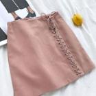 Plain Cross Lace-up A-line Skirt