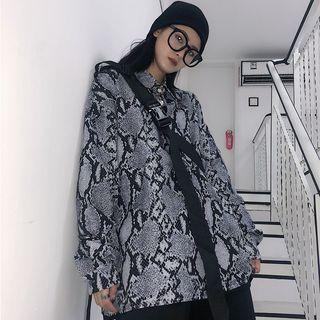 Snake Print Oversize Shirt As Shown In Figure - One Size