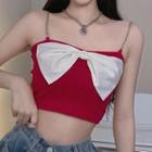 Chain-strap Bow-front Cropped Camisole Top