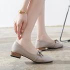Block Heel Bow-accent Faux-leather Shoes