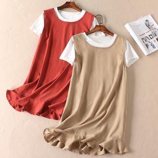Sleeveless Frill Trim Mini Shift Dress