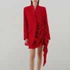 Irregular Knotted-waist Mini Blazer Dress