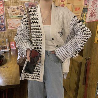 Panel Long-sleeve Striped Shirt
