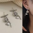 Rose Drop Earring 1 Pair - Silver - One Size