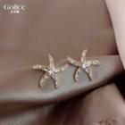 Rhinestone Starfish Earring 1 Pair - Silver - One Size