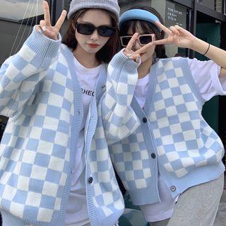 Check Single-breasted Cardigan / Single-breasted Sweater Vest