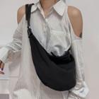 Plain Zip Crossbody Hobo Bag Adjustable Strap - Black - One Size