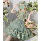 Short-sleeve Tiered A-line Dress / Hat / Set