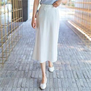 Zip-side Chiffon Midi Skirt